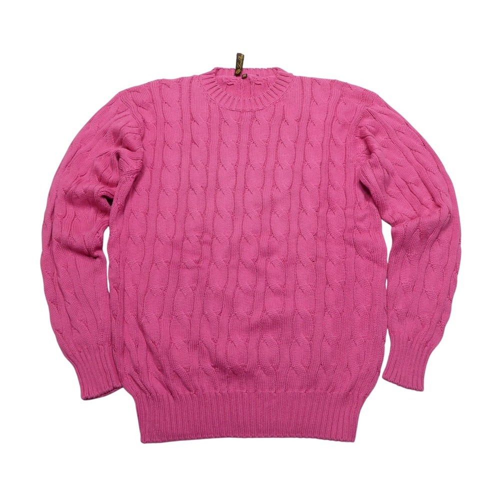 Loro Piana Sweater Mens‎ Large Pink Cable Knit Crewneck Pullover Made in Italy